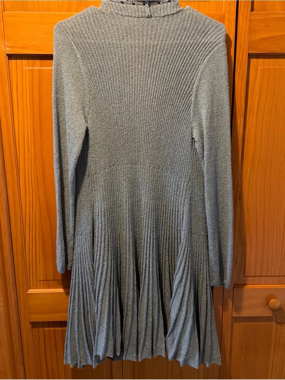 Open-Front Blue Knit Women's Sweater Cardigan